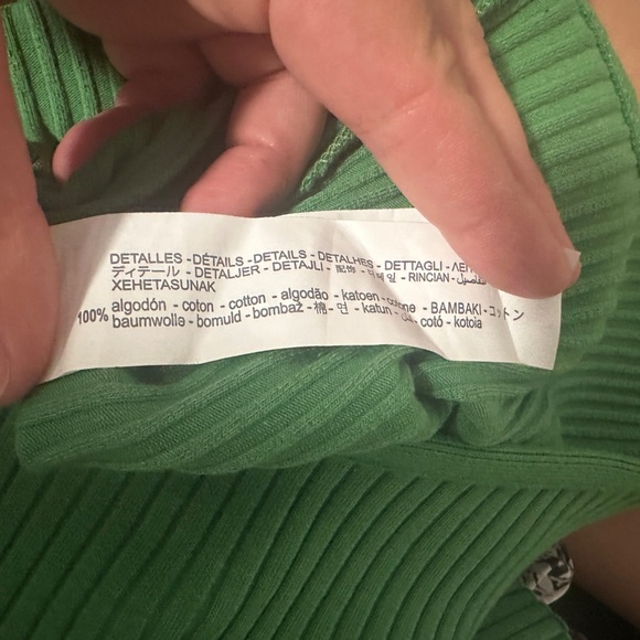 Zara Green Ribbed One Shoulder Crop Top Size Medium Women’s - Picture 6 of 6